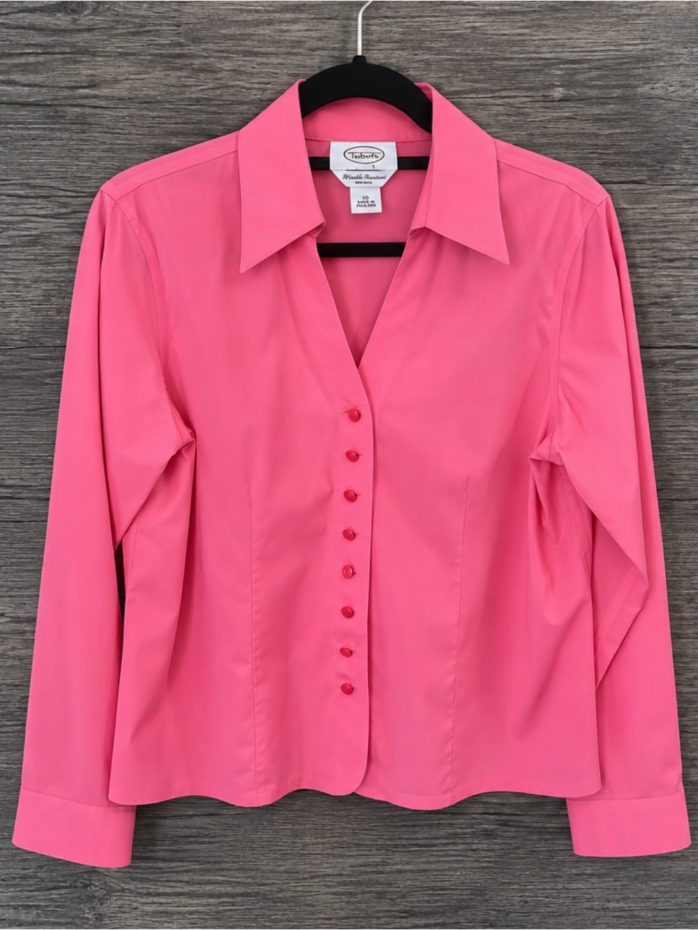 Talbots Coral Button-Front Long-Sleeve Shirt